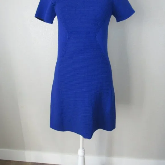 M. Patmos Cobalt Blue Knit Wool Stretch Pullover Dress - Picture 3 of 14